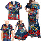 Personalised Australia Rugby Titans ANZAC Family Matching Off Shoulder Maxi Dress and Hawaiian Shirt Gold Coast Scratch Style