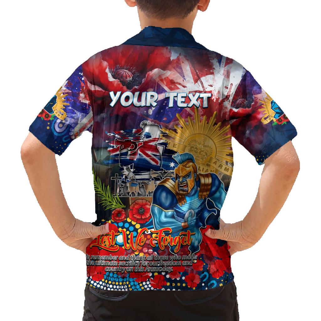 Personalised Australia Rugby Titans ANZAC Family Matching Off Shoulder Maxi Dress and Hawaiian Shirt Gold Coast Scratch Style