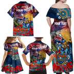 Personalised Australia Rugby Titans ANZAC Family Matching Off Shoulder Maxi Dress and Hawaiian Shirt Gold Coast Scratch Style