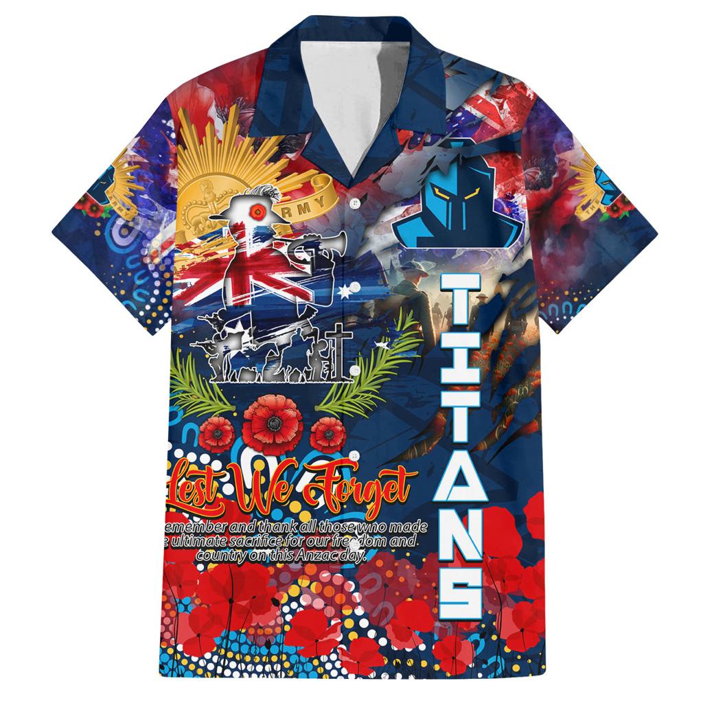 Personalised Australia Rugby Titans ANZAC Family Matching Off Shoulder Maxi Dress and Hawaiian Shirt Gold Coast Scratch Style