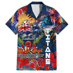 Personalised Australia Rugby Titans ANZAC Family Matching Off Shoulder Short Dress and Hawaiian Shirt Gold Coast Scratch Style