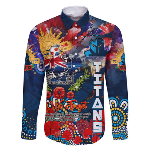 Personalised Australia Rugby Titans ANZAC Family Matching Off Shoulder Short Dress and Hawaiian Shirt Gold Coast Scratch Style