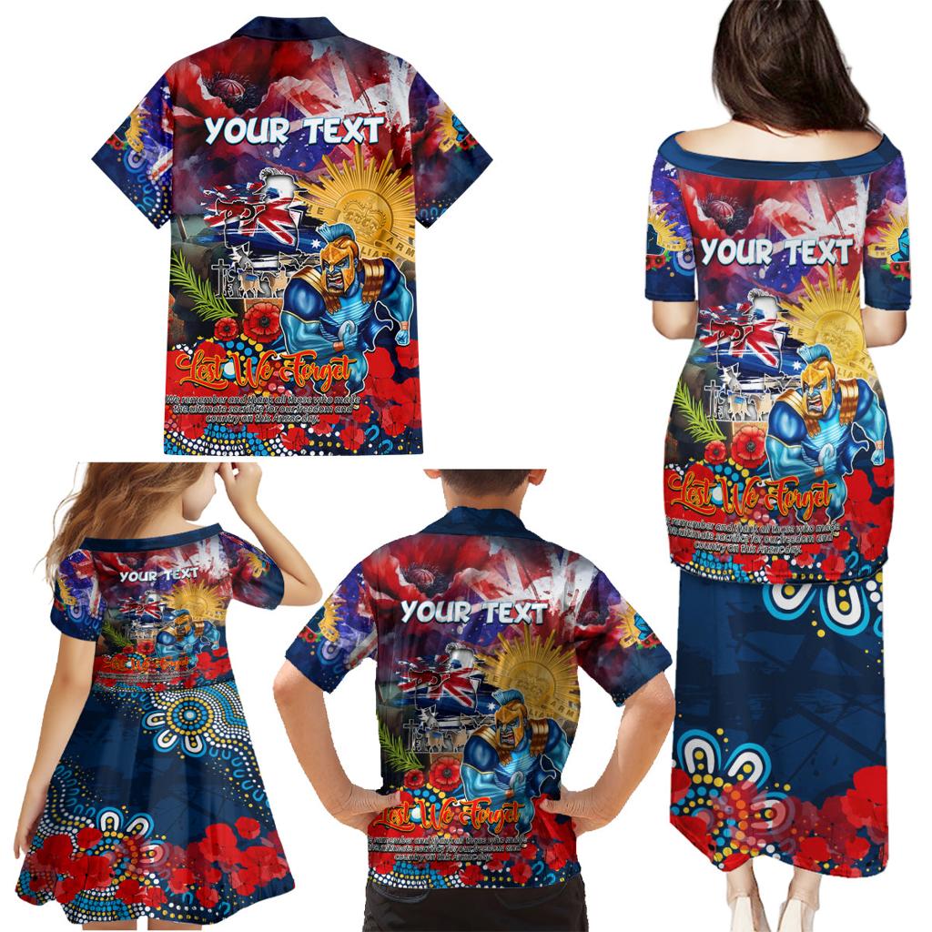 Personalised Australia Rugby Titans ANZAC Family Matching Puletasi and Hawaiian Shirt Gold Coast Scratch Style
