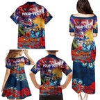 Personalised Australia Rugby Titans ANZAC Family Matching Puletasi and Hawaiian Shirt Gold Coast Scratch Style