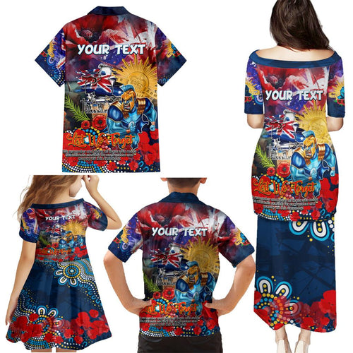 Personalised Australia Rugby Titans ANZAC Family Matching Puletasi and Hawaiian Shirt Gold Coast Scratch Style