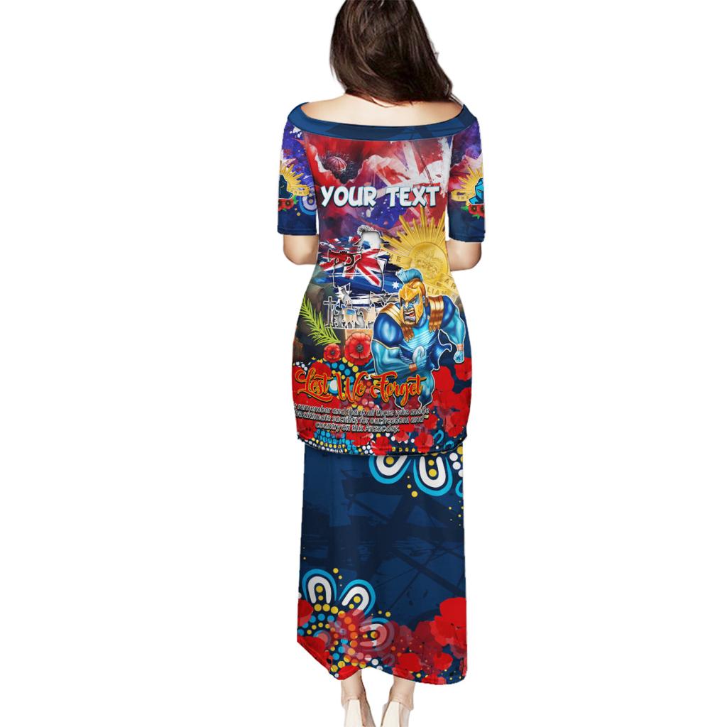 Personalised Australia Rugby Titans ANZAC Family Matching Puletasi and Hawaiian Shirt Gold Coast Scratch Style