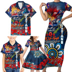 Personalised Australia Rugby Titans ANZAC Family Matching Short Sleeve Bodycon Dress and Hawaiian Shirt Gold Coast Scratch Style