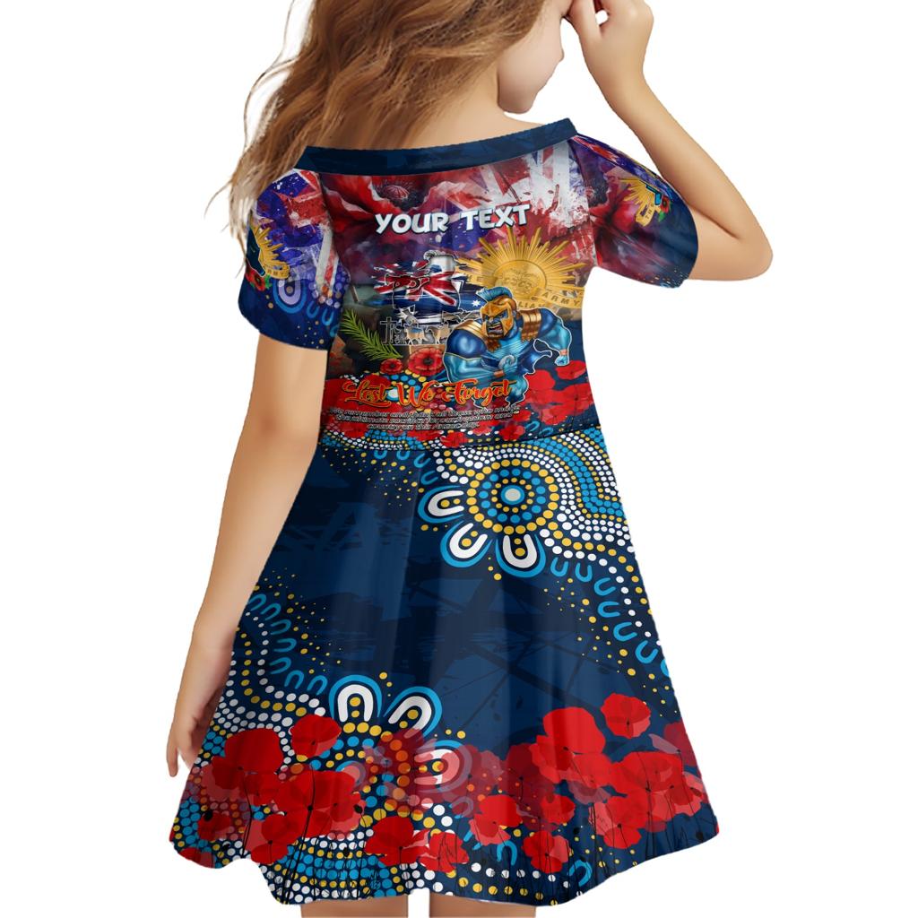 Personalised Australia Rugby Titans ANZAC Family Matching Short Sleeve Bodycon Dress and Hawaiian Shirt Gold Coast Scratch Style