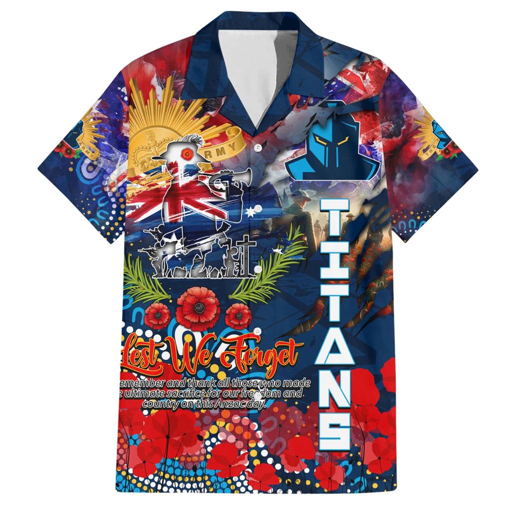Personalised Australia Rugby Titans ANZAC Family Matching Short Sleeve Bodycon Dress and Hawaiian Shirt Gold Coast Scratch Style