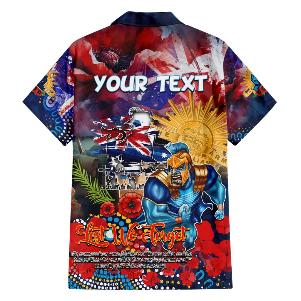 Personalised Australia Rugby Titans ANZAC Family Matching Short Sleeve Bodycon Dress and Hawaiian Shirt Gold Coast Scratch Style