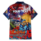 Personalised Australia Rugby Titans ANZAC Family Matching Short Sleeve Bodycon Dress and Hawaiian Shirt Gold Coast Scratch Style