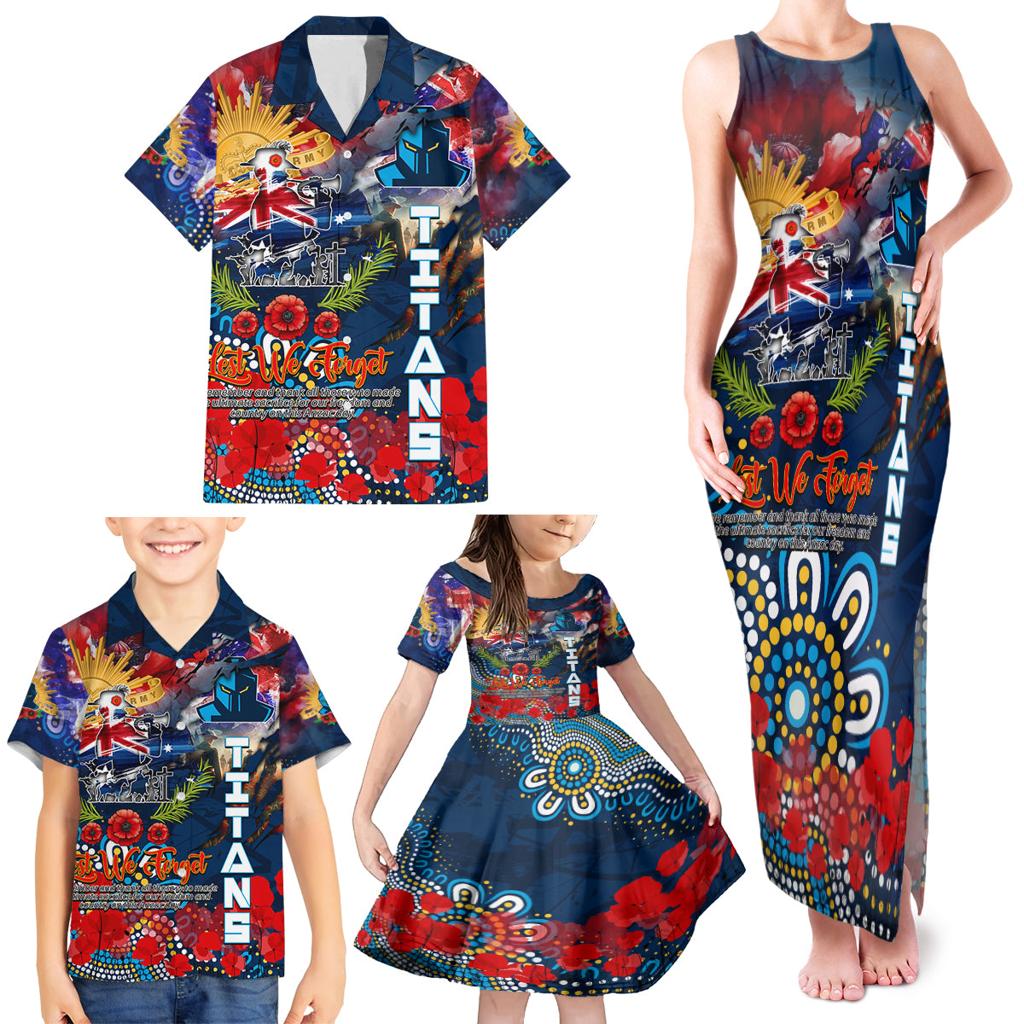 Personalised Australia Rugby Titans ANZAC Family Matching Tank Maxi Dress and Hawaiian Shirt Gold Coast Scratch Style