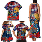 Personalised Australia Rugby Titans ANZAC Family Matching Tank Maxi Dress and Hawaiian Shirt Gold Coast Scratch Style