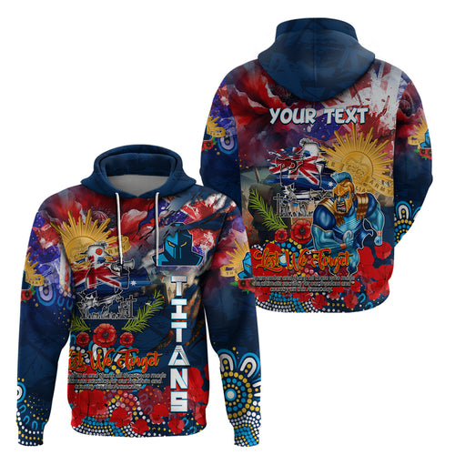 Personalised Australia Rugby Titans ANZAC Hoodie Gold Coast Scratch Style