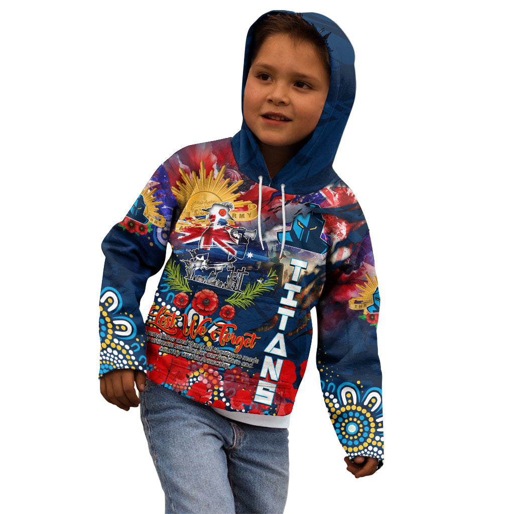 Personalised Australia Rugby Titans ANZAC Kid Hoodie Gold Coast Scratch Style