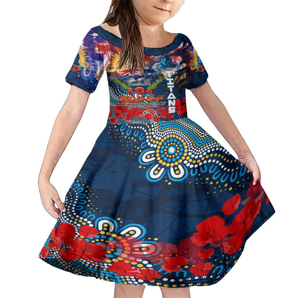 Personalised Australia Rugby Titans ANZAC Kid Short Sleeve Dress Gold Coast Scratch Style