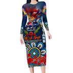 Personalised Australia Rugby Titans ANZAC Long Sleeve Bodycon Dress Gold Coast Scratch Style