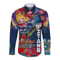 Personalised Australia Rugby Titans ANZAC Long Sleeve Button Shirt Gold Coast Scratch Style
