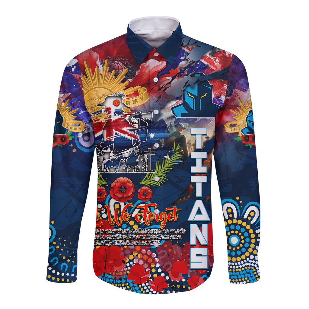 Personalised Australia Rugby Titans ANZAC Long Sleeve Button Shirt Gold Coast Scratch Style