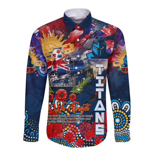 Personalised Australia Rugby Titans ANZAC Long Sleeve Button Shirt Gold Coast Scratch Style