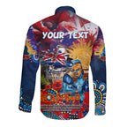 Personalised Australia Rugby Titans ANZAC Long Sleeve Button Shirt Gold Coast Scratch Style