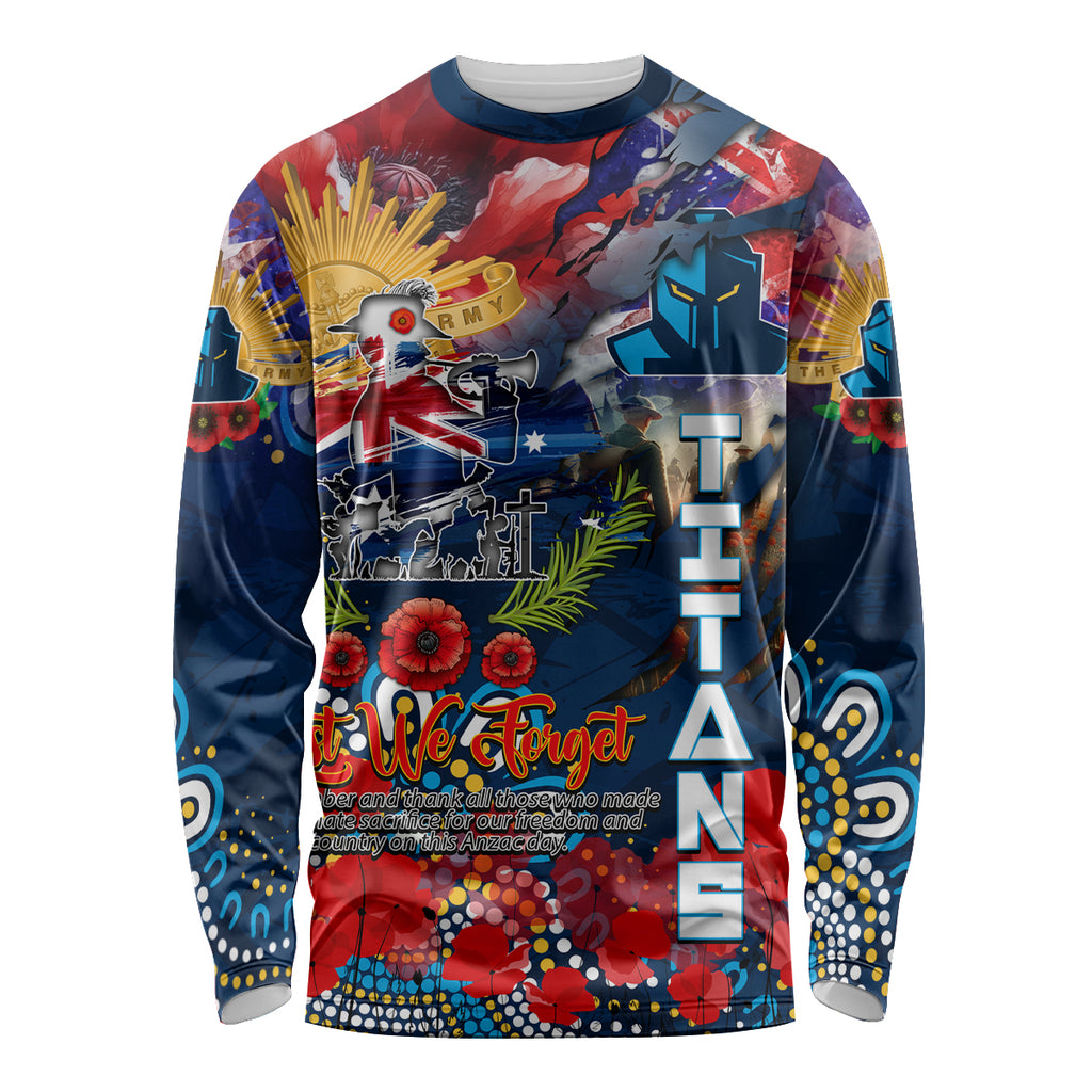 Personalised Australia Rugby Titans ANZAC Long Sleeve Shirt Gold Coast Scratch Style