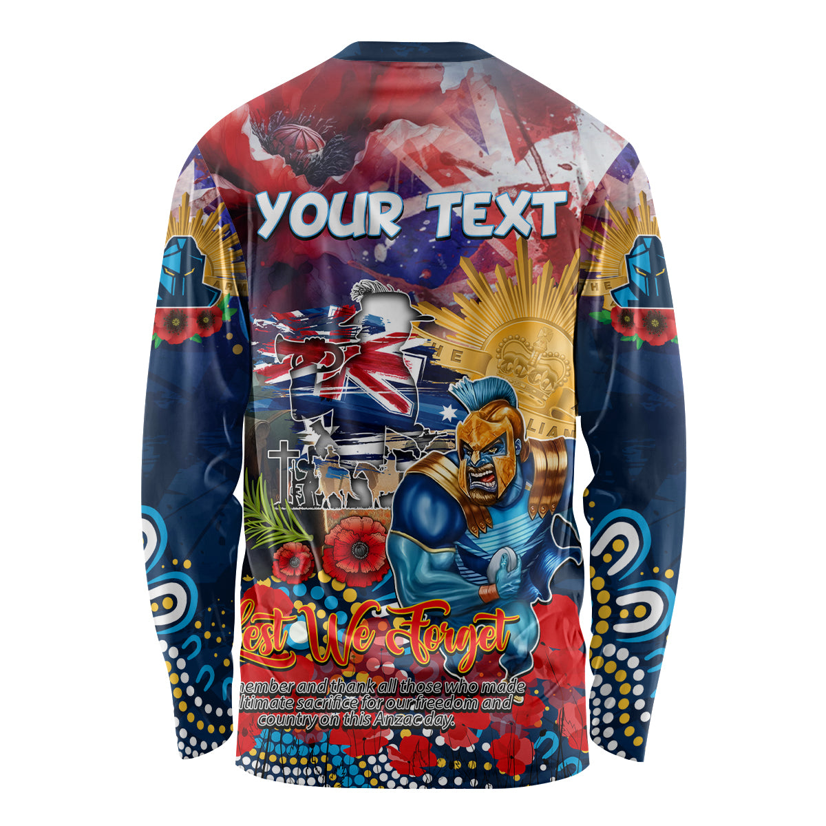 Personalised Australia Rugby Titans ANZAC Long Sleeve Shirt Gold Coast Scratch Style