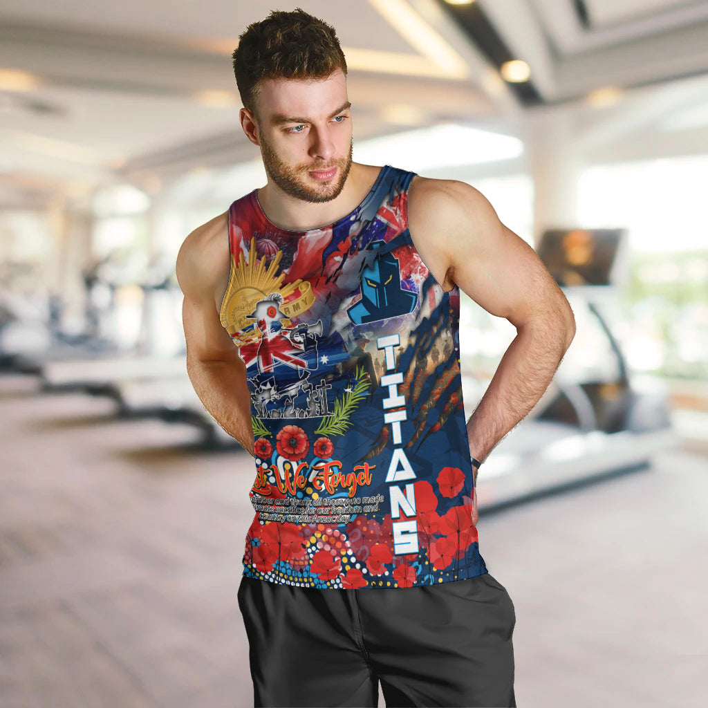 Personalised Australia Rugby Titans ANZAC Men Tank Top Gold Coast Scratch Style