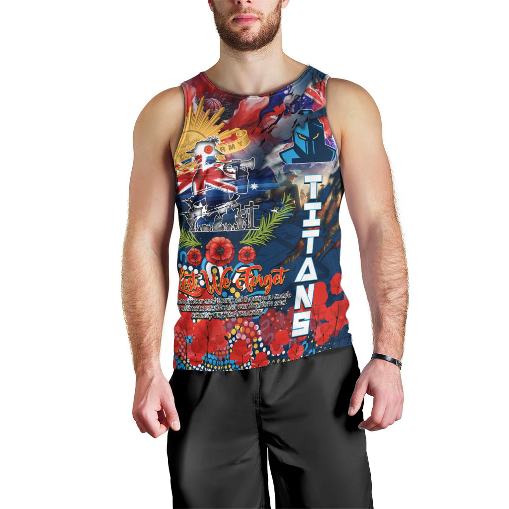 Personalised Australia Rugby Titans ANZAC Men Tank Top Gold Coast Scratch Style
