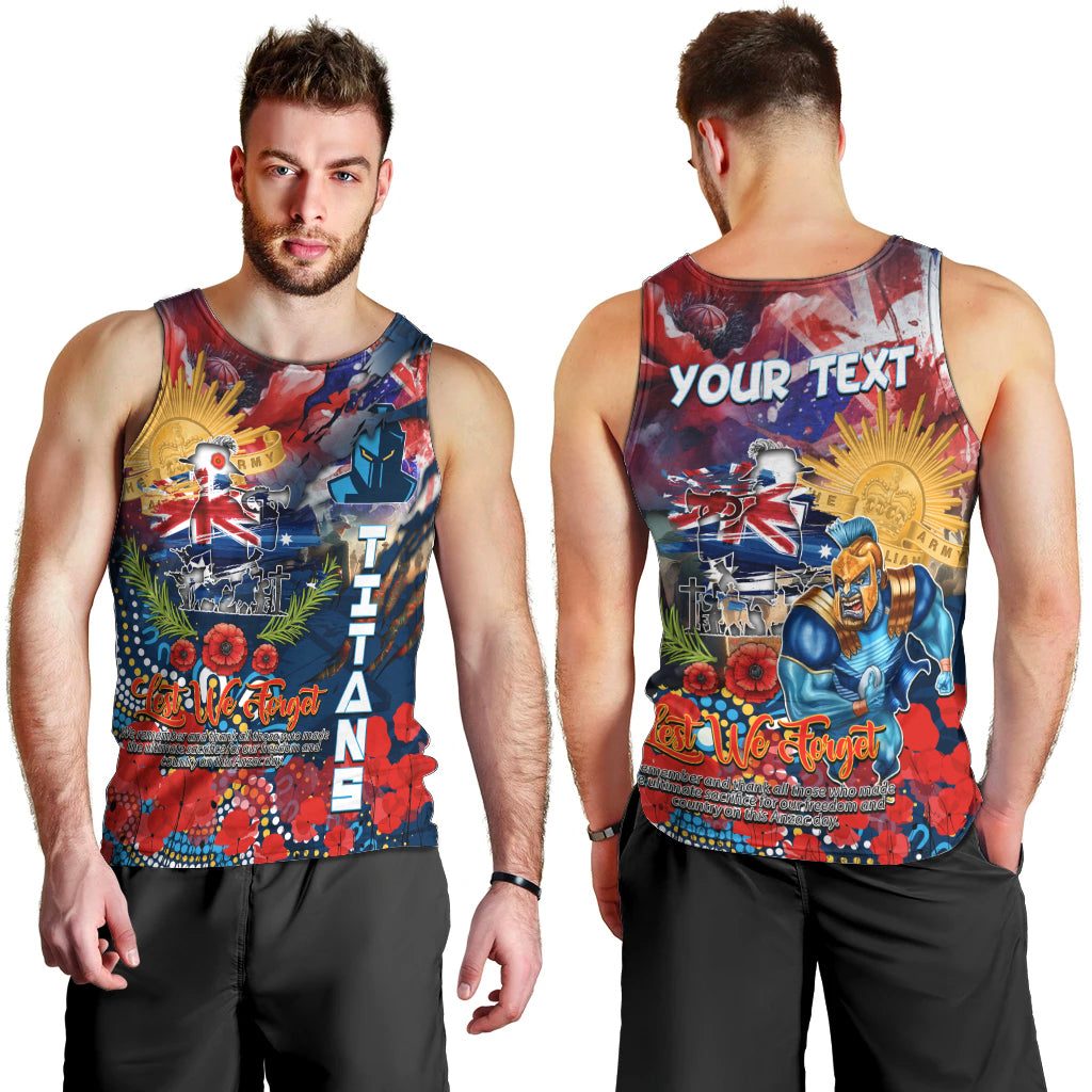 Personalised Australia Rugby Titans ANZAC Men Tank Top Gold Coast Scratch Style