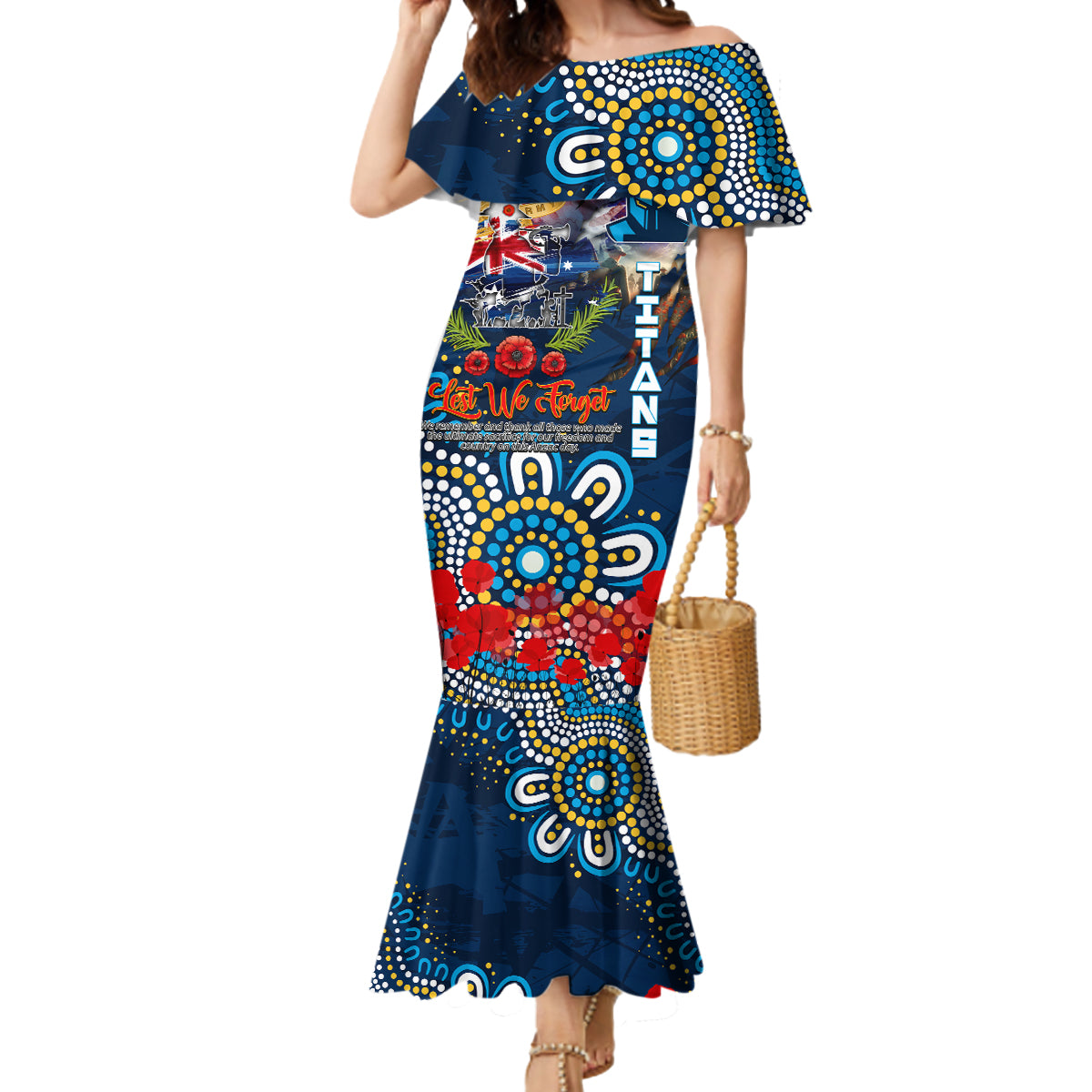 Personalised Australia Rugby Titans ANZAC Mermaid Dress Gold Coast Scratch Style