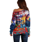 Personalised Australia Rugby Titans ANZAC Off Shoulder Sweater Gold Coast Scratch Style