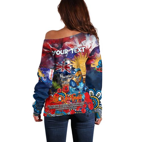 Personalised Australia Rugby Titans ANZAC Off Shoulder Sweater Gold Coast Scratch Style