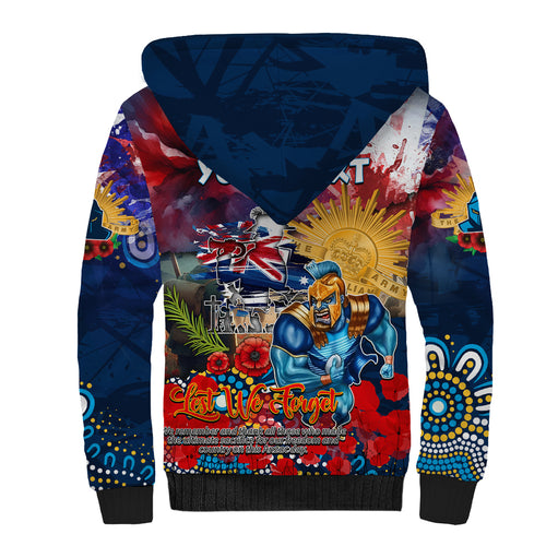 Personalised Australia Rugby Titans ANZAC Sherpa Hoodie Gold Coast Scratch Style
