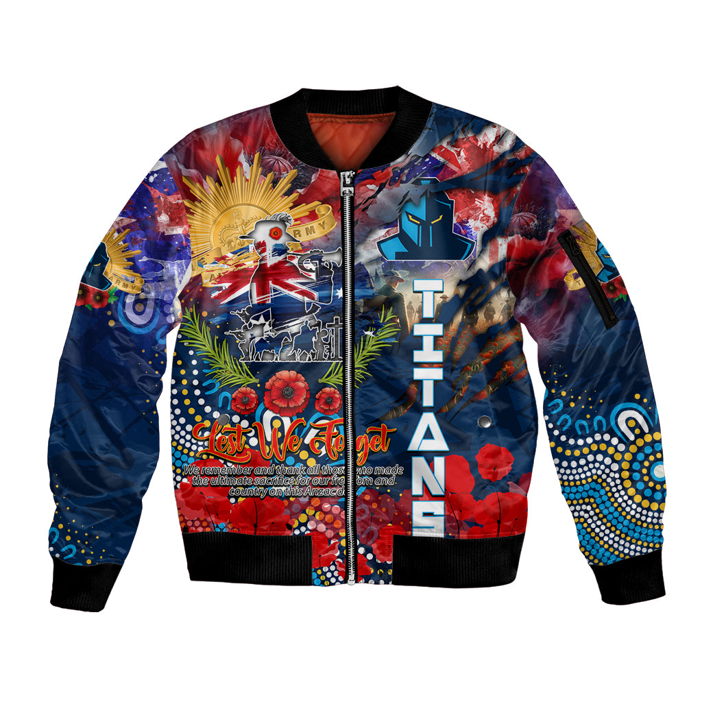 Personalised Australia Rugby Titans ANZAC Sleeve Zip Bomber Jacket Gold Coast Scratch Style
