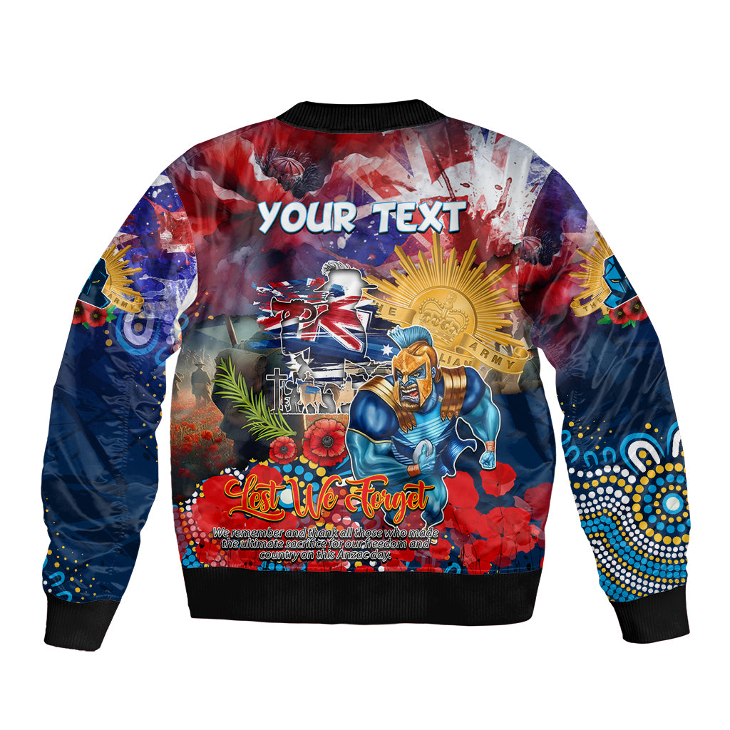 Personalised Australia Rugby Titans ANZAC Sleeve Zip Bomber Jacket Gold Coast Scratch Style