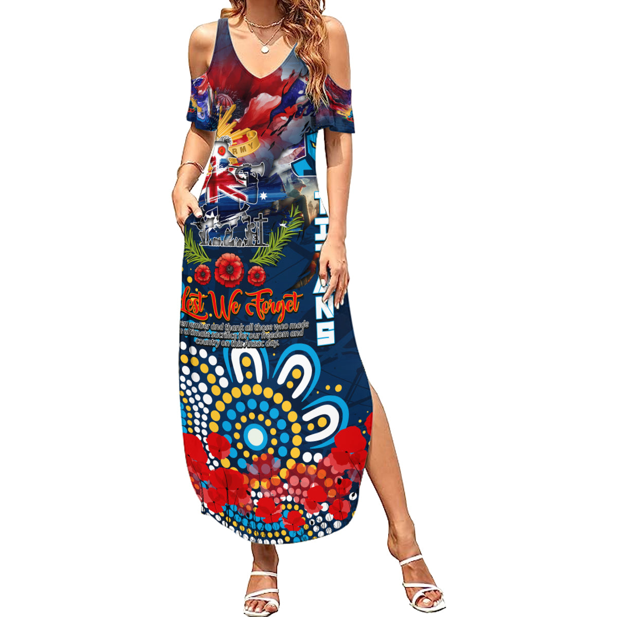 Personalised Australia Rugby Titans ANZAC Summer Maxi Dress Gold Coast Scratch Style