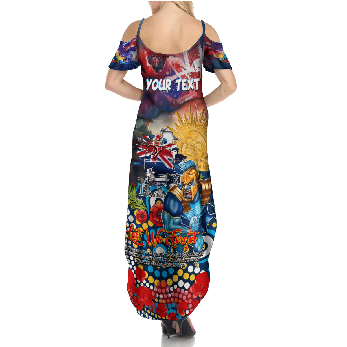 Personalised Australia Rugby Titans ANZAC Summer Maxi Dress Gold Coast Scratch Style