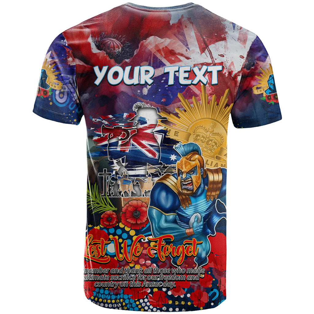 Personalised Australia Rugby Titans ANZAC T Shirt Gold Coast Scratch Style