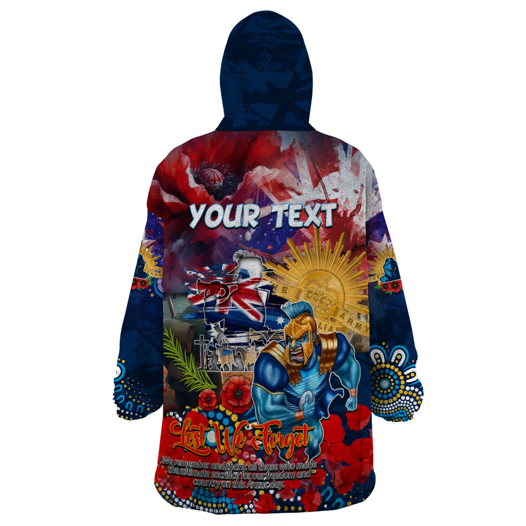 Personalised Australia Rugby Titans ANZAC Wearable Blanket Hoodie Gold Coast Scratch Style