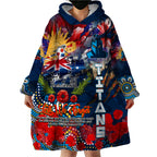 Personalised Australia Rugby Titans ANZAC Wearable Blanket Hoodie Gold Coast Scratch Style