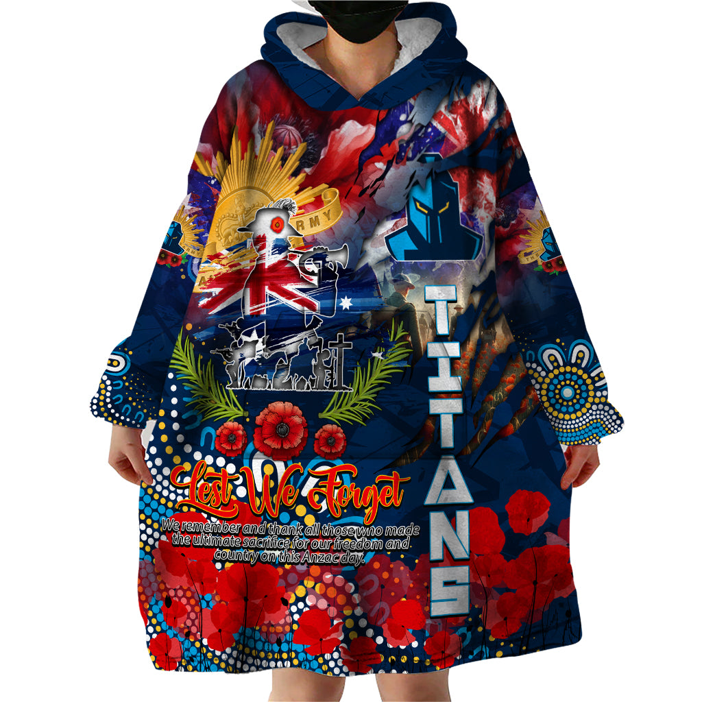 Personalised Australia Rugby Titans ANZAC Wearable Blanket Hoodie Gold Coast Scratch Style