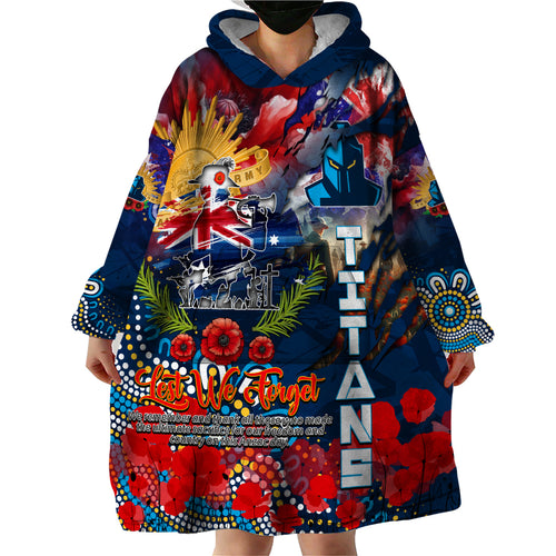 Personalised Australia Rugby Titans ANZAC Wearable Blanket Hoodie Gold Coast Scratch Style