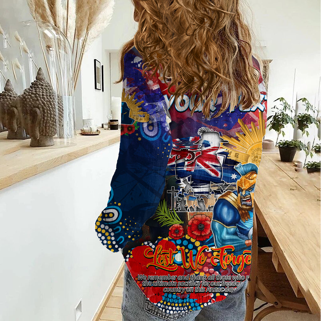 Personalised Australia Rugby Titans ANZAC Women Casual Shirt Gold Coast Scratch Style