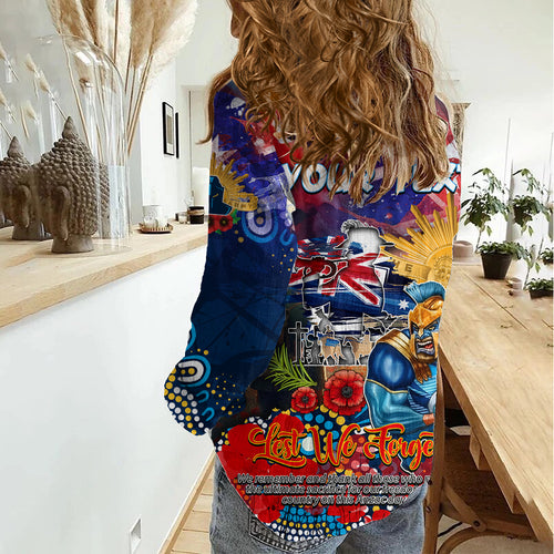 Personalised Australia Rugby Titans ANZAC Women Casual Shirt Gold Coast Scratch Style