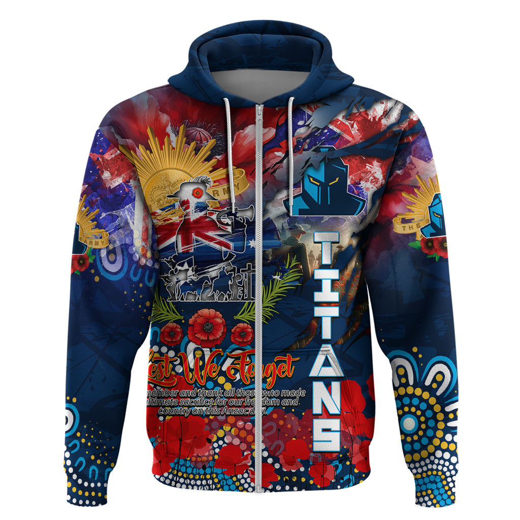 Personalised Australia Rugby Titans ANZAC Zip Hoodie Gold Coast Scratch Style