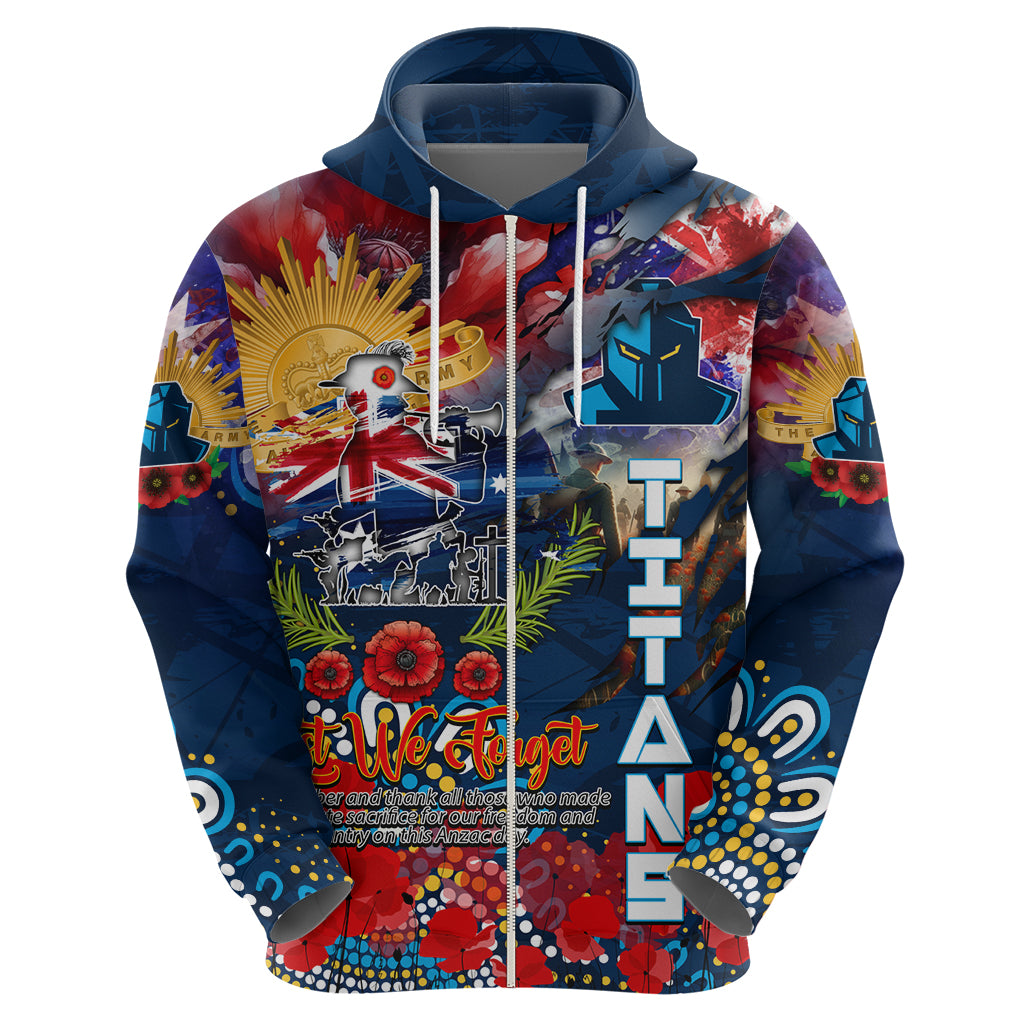 Personalised Australia Rugby Titans ANZAC Zip Hoodie Gold Coast Scratch Style