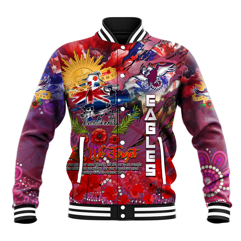 Personalised Australia Rugby Sea Eagles ANZAC Baseball Jacket Manly-Warringah Scratch Style