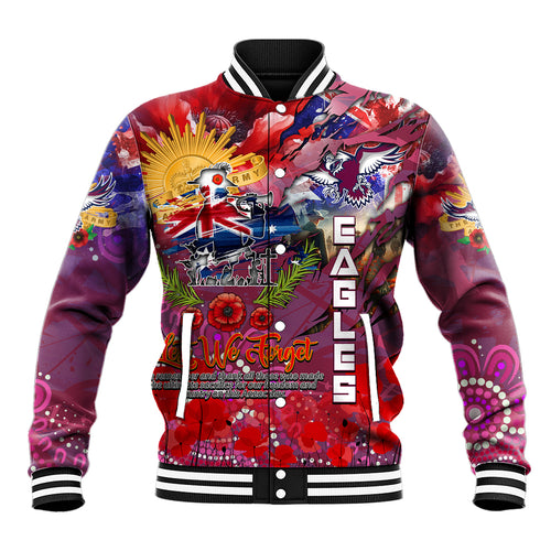 Personalised Australia Rugby Sea Eagles ANZAC Baseball Jacket Manly-Warringah Scratch Style