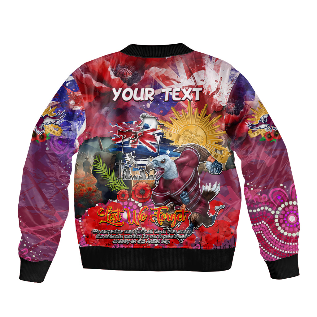 Personalised Australia Rugby Sea Eagles ANZAC Bomber Jacket Manly-Warringah Scratch Style